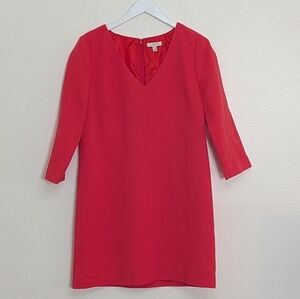J. Crew Dress 8 Pink Shift 3/4 Sleeve Wool Casual Work Wear